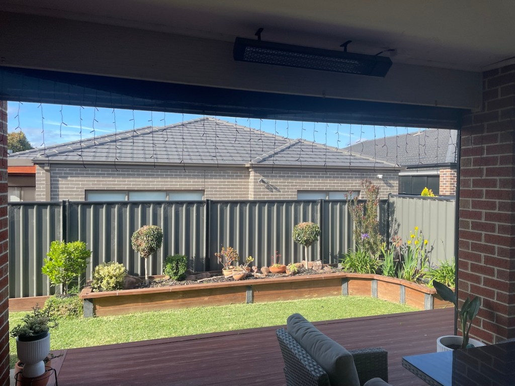 Alfresco view. Colorbond Fence with no extension.